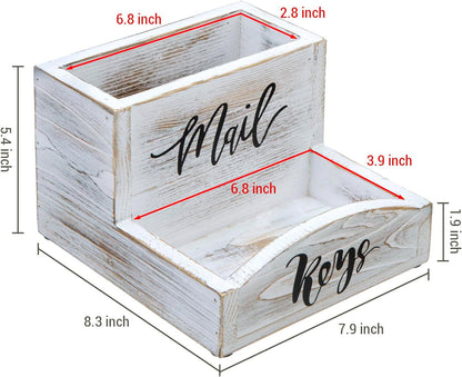 MyGift Whitewashed Wood Mail & Key Holder, Rustic Entryway Organizer | Shabby white wood organizer keeps items neatly together with charming MAIL and KEYS lettering for entryway storage
