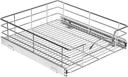 HOLDN’ STORAGE Pull Out Cabinet Organizer, Pantry Drawer, 14"W x 21"D x 5"H | Heavy-Duty Full-Extension, Roll Out Shelf for Pots, Pans & Under Sink Storage, Chrome, Require a 15.25"W Cabinet Opening