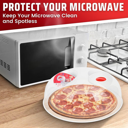 Flexzion 10.5 Inch Microwave Splatter Cover - BPA-Free Anti-Splatter Microwave Cover with Adjustable Steam Vent, Dishwasher Safe, Transparent Plastic Food Covers for Microwave Cooking | Transparent Dishwasher-Safe Plate Cover with Adjustable Steam Vent
