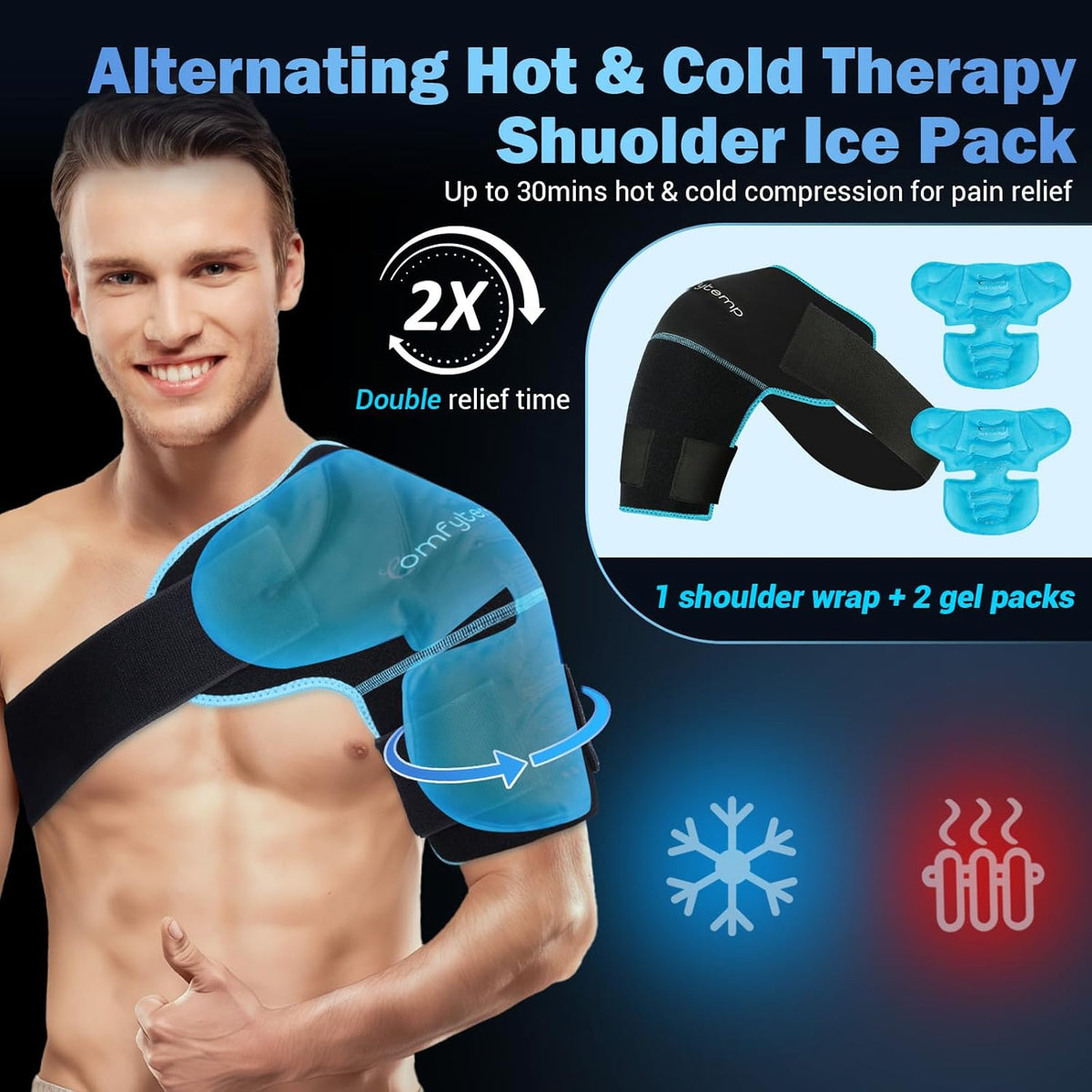 Comfytemp Shoulder Ice Pack Wrap, Shoulder Brace for Shoulders Pain Relief