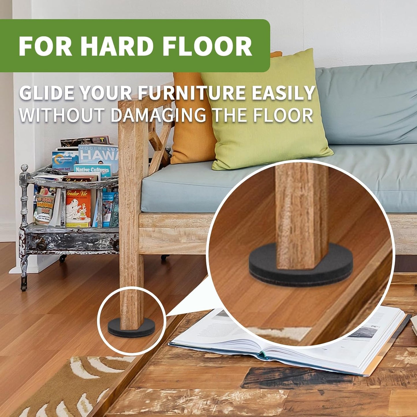 Felt Furniture Sliders for Hardwood Floors 8 PCS, 3 1/2" Beige | Felt Furniture Pads for Hardwood Floors, Furniture Moving Sliders, Heavy Duty Felt Movers Sliders, Chair Leg Floor Protectors