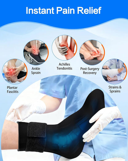 Ankle Ice Pack Wrap for Swelling,Cold/Hot Therapy Ice Socks for Feet,Reusable Gel Ice Compression Socks,for Soothe Plantar Fasciitis,Achilles Tendonitis,Sprained,Pain Relief,for Women & Men