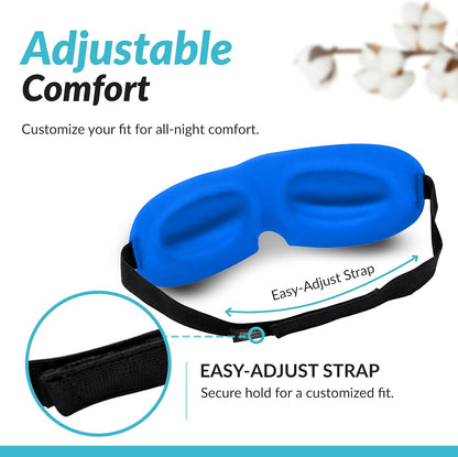 Dream Essentials Sweet Dreams Contoured Sleep Mask Kit, Royal Blue Eye Mask for Sleeping with Travel Pouch, Earplugs, Lash Space, Quick Release Strap, Light Blocking Travel Accessories Gift Set | Royal Blue contoured sleep mask kit with pouch, earplugs,