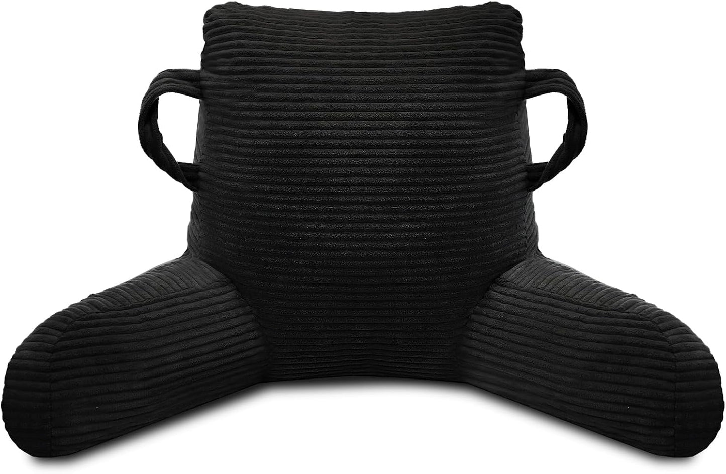 Reading Pillow for Sitting in Bed Adult, Memory Foam, Pockets | Shredded Memory Foam Backrest, Back Pillow with Arms and Pockets, Provide Comfort for Reading and Gaming in Bed, Black