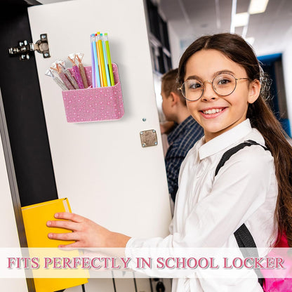 MotiMind Purple Locker Accessories for Girls, Bling Magnetic Pen Holder for Refrigerator, Back to School Rhinestone Marker Holder for Locker, Sparkly Gift for Student (Medium,Rhinestone)