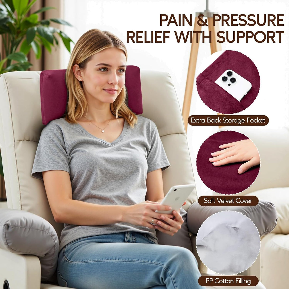 Neck Pillow for Recliner Chair, Adjustable Recliner Pillow for Headrest
