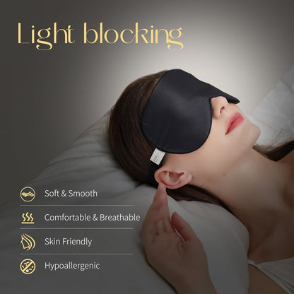 ZIMASILK Adjustable 100% Mulberry Silk Sleep Mask | Super-Smooth Soft Natural Silk Eye Mask for Sleep, Travel, Multiple Color Options ( Navy Blue )