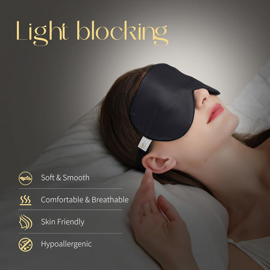 ZIMASILK Adjustable 100% Mulberry Silk Sleep Mask | Super-Smooth Soft Natural Silk Eye Mask for Sleep, Travel, Multiple Color Options ( Navy Blue )