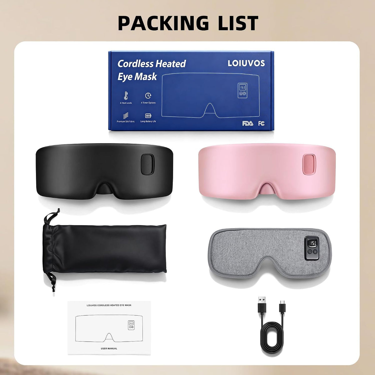 Heated Eye Mask for Dry Eyes, Cordless Warm Eye Compress 120-Min Battery, FSA - HSA Eligible, Eye Strain Relief, Washable Silk Travel Eye Mask with Extra Cover for Better Sleep (Pink & Purple)