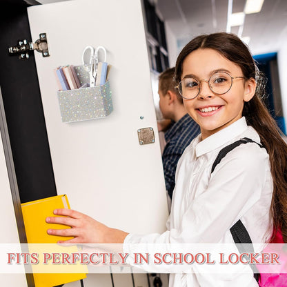 MotiMind Purple Locker Accessories for Girls, Bling Magnetic Pen Holder for Refrigerator, Back to School Rhinestone Marker Holder for Locker, Sparkly Gift for Student (Medium,Rhinestone)