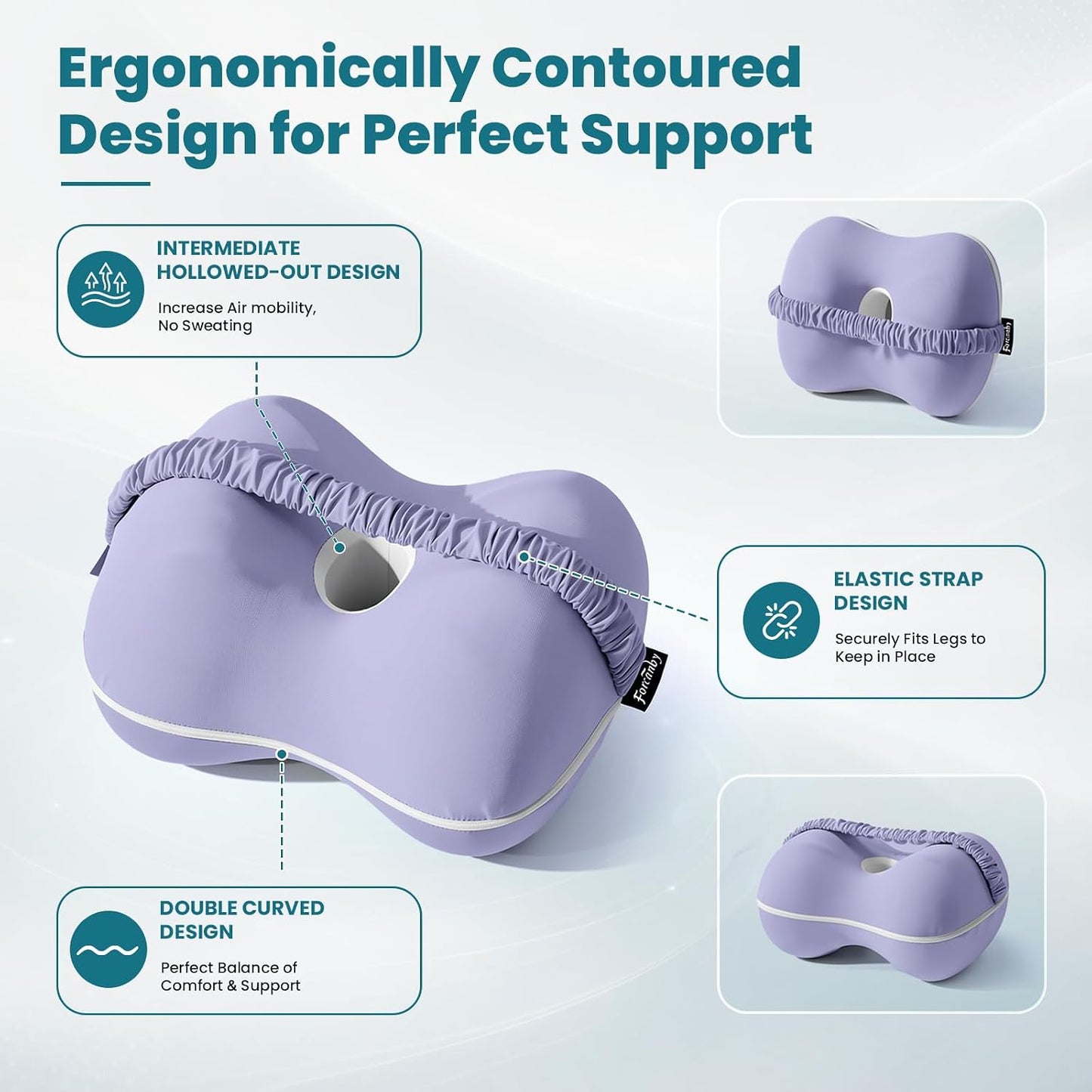Knee Pillow for Side Sleepers - Smooth Spine Alignment Pillow, Memory Foam Knee Pillows for Back Hip Pain, Spine Aligning, Sciatica, Surgery Recovery, Pregnancy