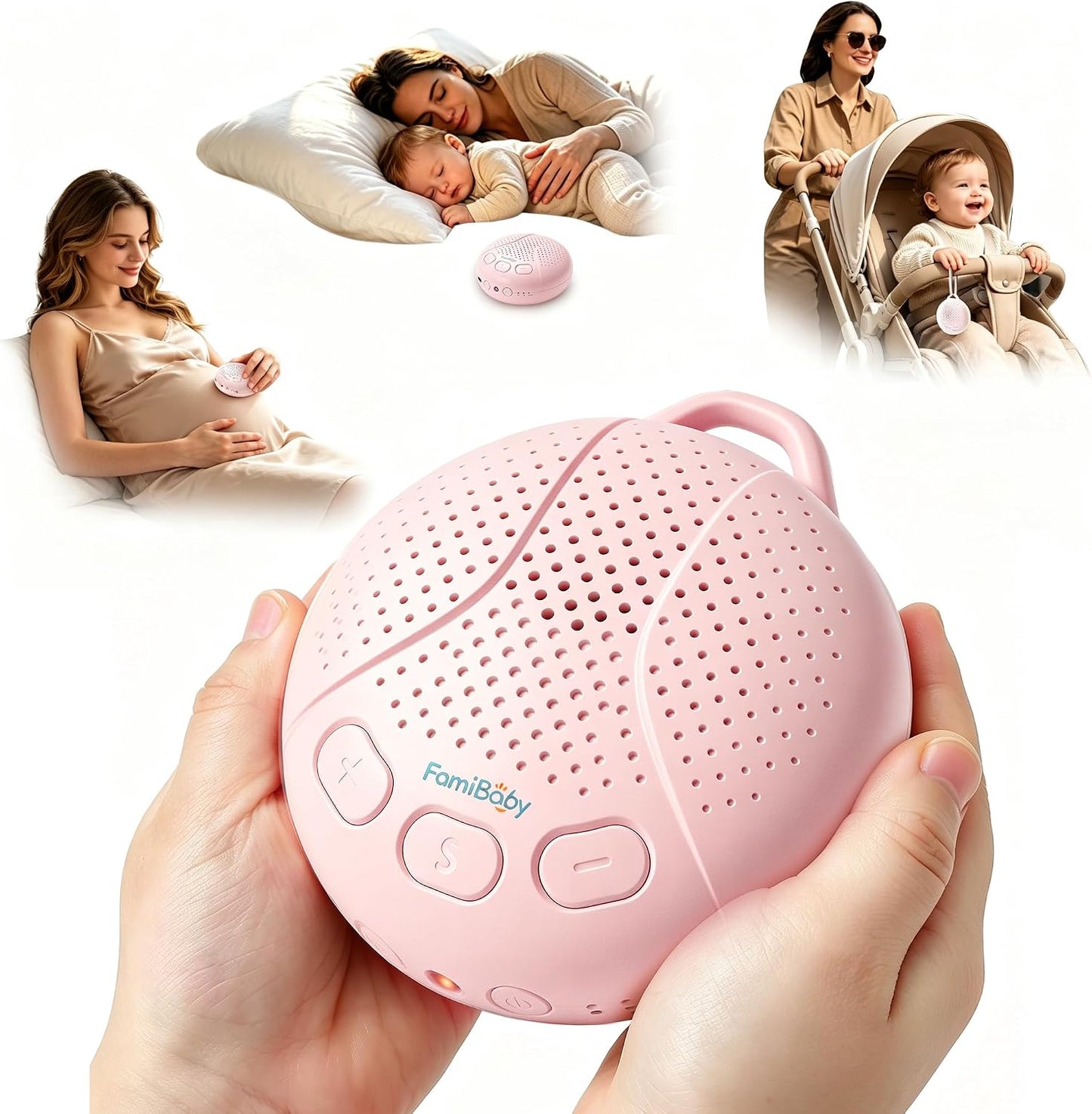 Sound Machine for Babies and Kids - Baby Sleep Soother, Pink | Portable White Noise Machine with Night Light for Nursery | 16 Soothing Sounds | Shush | Travel | Registry Gift | Baby Shower