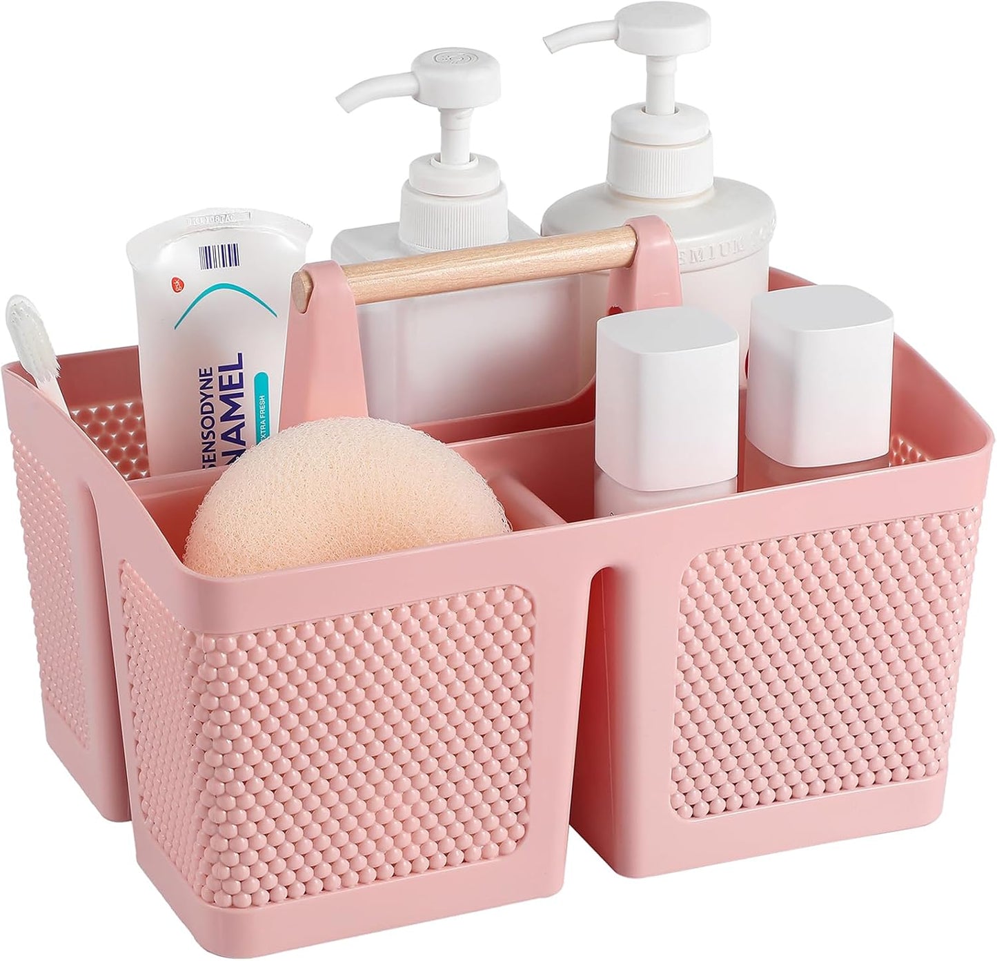 rejomiik Plastic Shower Caddy, Portable Shower Basket with Handle, Cream | Cleaning Caddy Organizer for Bathroom, College Dorm Room Essentials, Storage Tote
