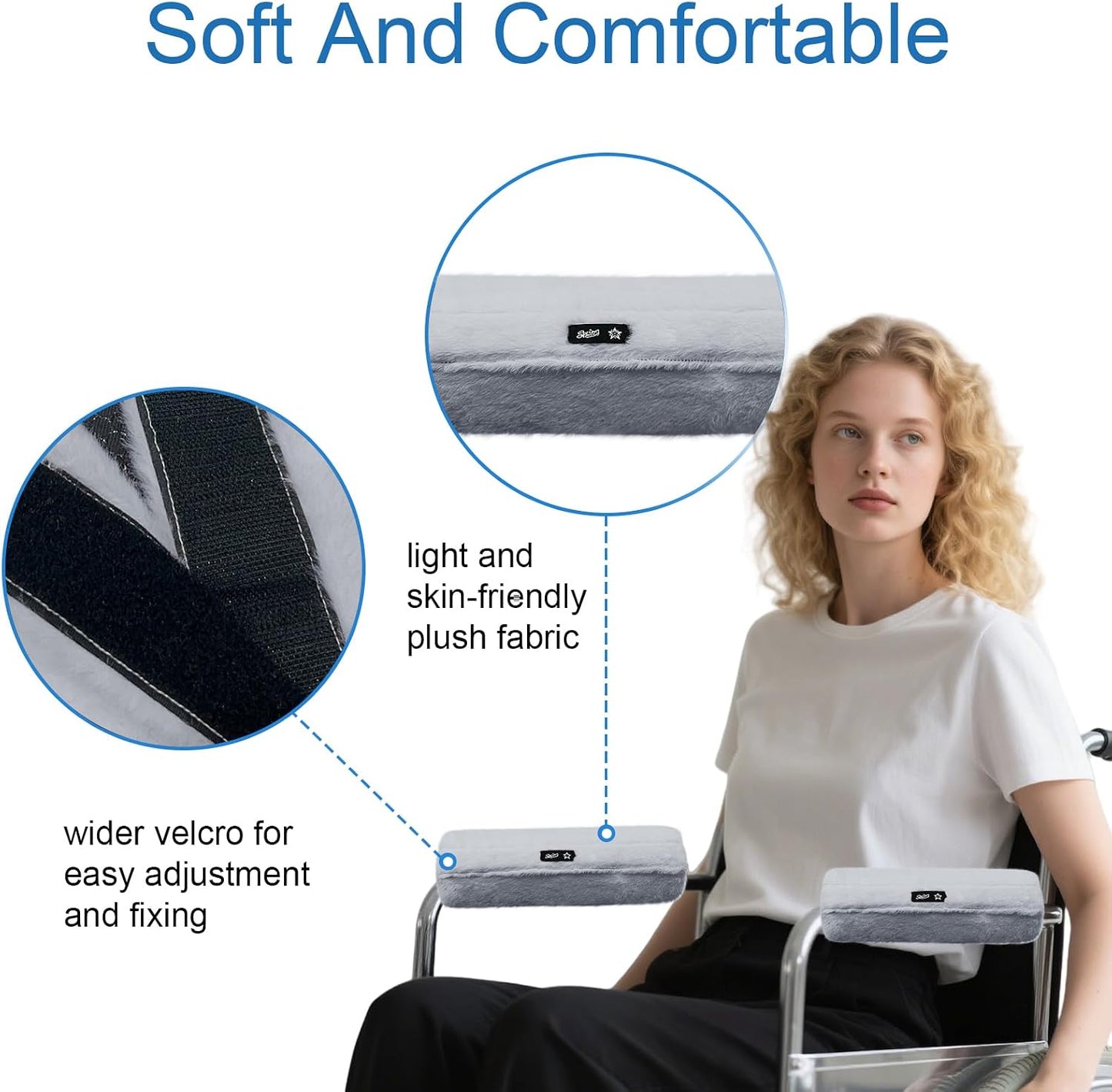 Wheelchair Armrest Pads Covers Fuzzy Desk Chair Arm Pads Soft | Wheelchair Accessories,Washable Covers,Adult Potty Chair Arm Covers, Fits Wheelchairs & Computer &Transport & Office Chairs