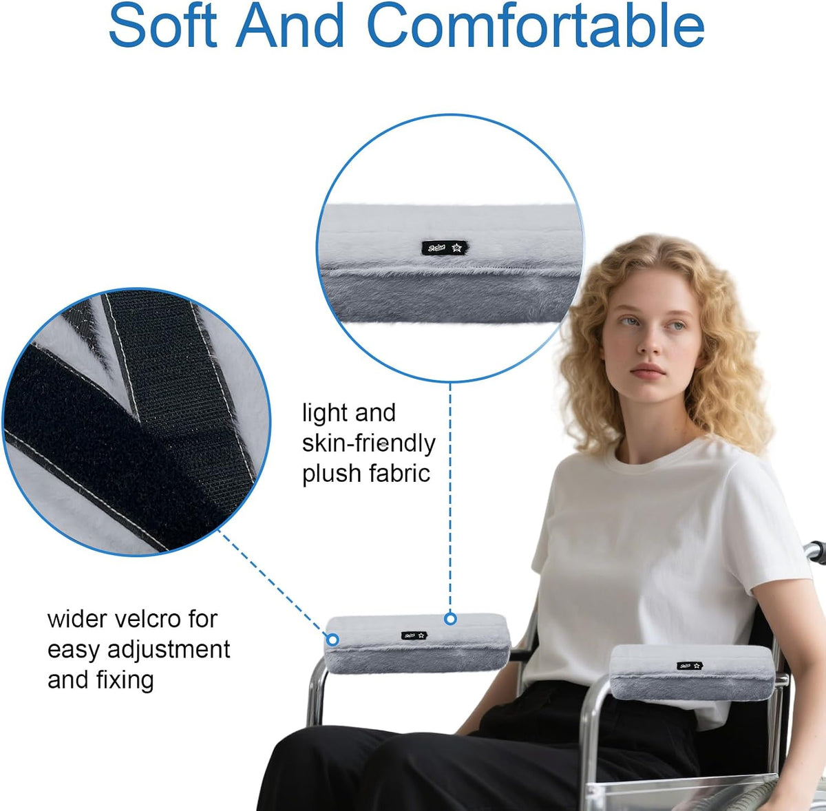 SPRING SEAON Wheelchair Armrest Pads Covers Fuzzy Desk Chair Arm Pads Soft