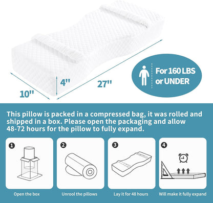 HOMBYS Memory Foam Knee Pillow for Side Sleepers-Leg Pillow for Sleeping with Straps,Hip & Leg Elevation for Pregnancy and Relief Lower Back Pain, Separates The Knees for Body Alignment (28"x11"x4")
