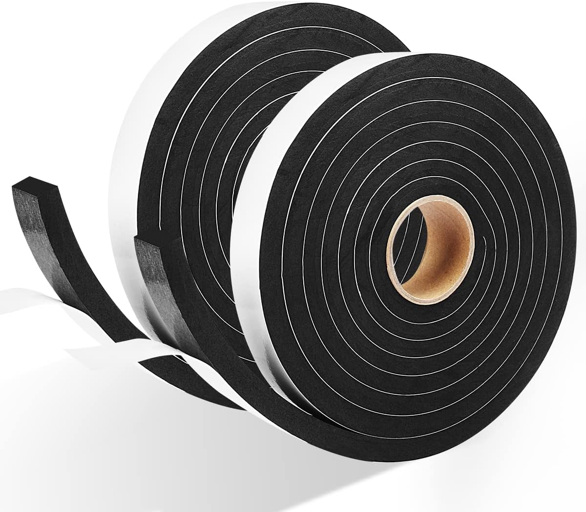 2 Rolls Foam Seal Tape for Door Window Insulation, Soundproof and Shockproof Foam Adhensive Strip, 3/8" Wx3/16 T Single Sided Foam Tape, Cold Air and Draft Closed Cell Seal Strip,Total 32FT