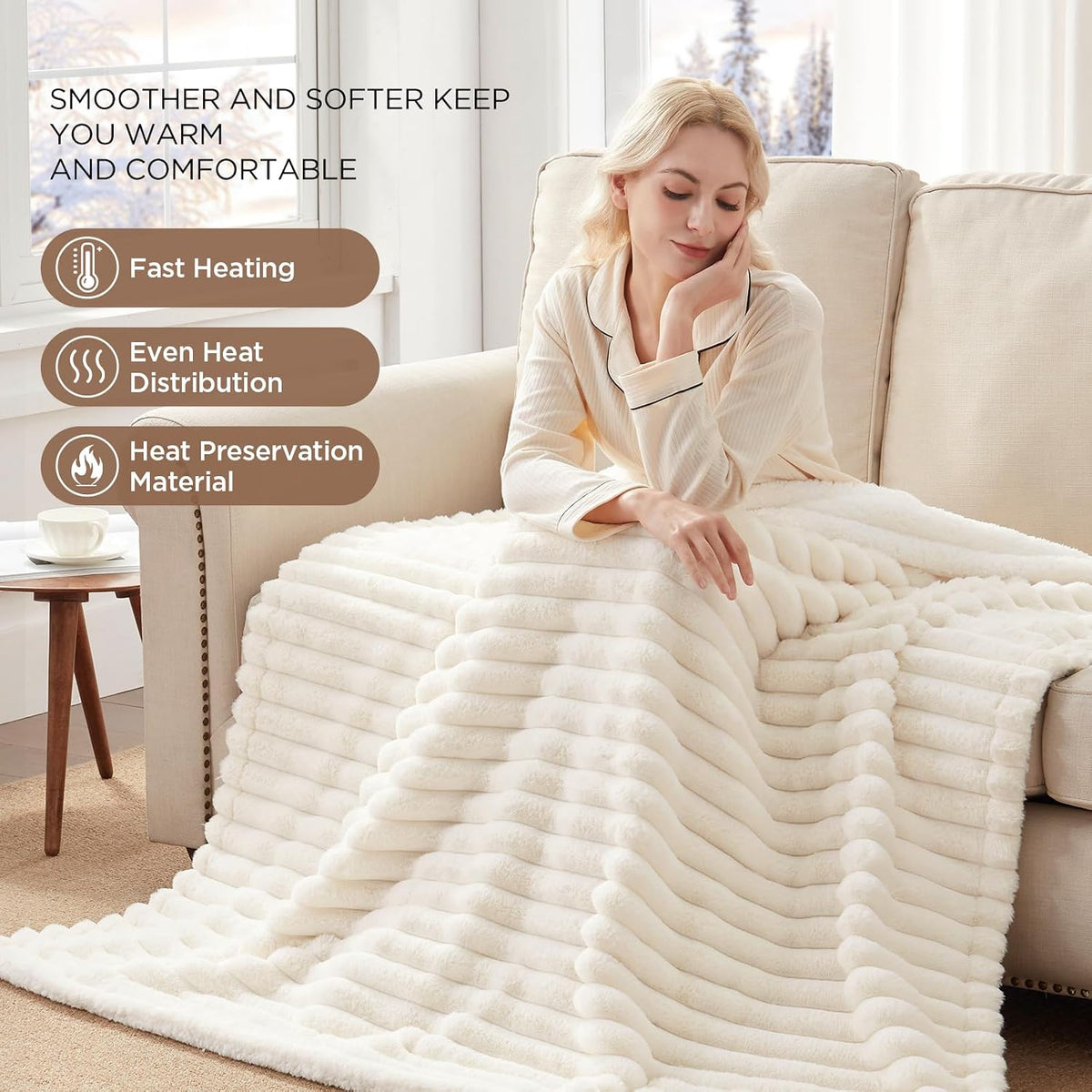 Westinghouse Heated Throw Blanket, 50"x60", Charcoal, ETL Certified