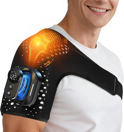 Cordless Shoulder Heating Pad 5 Heat & Vibration Modes for Men and Women | Cordless Shoulder Heating Pad with Massage Portable Heated Shoulder Brace Detachable Remote Adjustable Fit for Men and Women