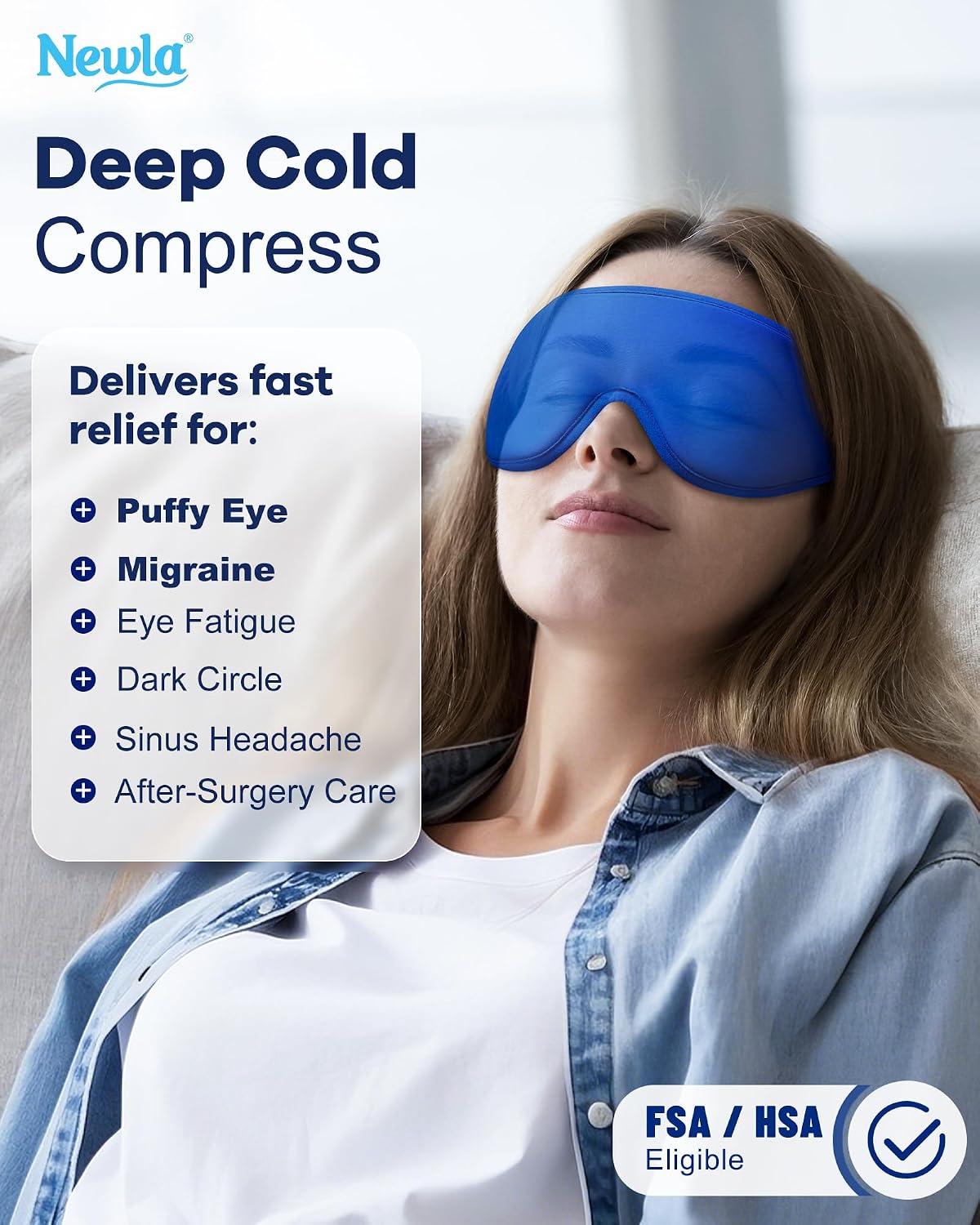 Cooling Gel Eye Mask for Puffy Eyes, Larger Full-Eye Contour Cold Compress | Ice-Cold Gel Therapy, Forehead & Upper Cheek Cooling Relief, Reusable Ice Pack for Eyes, FSA Eligible Items HSA, Black