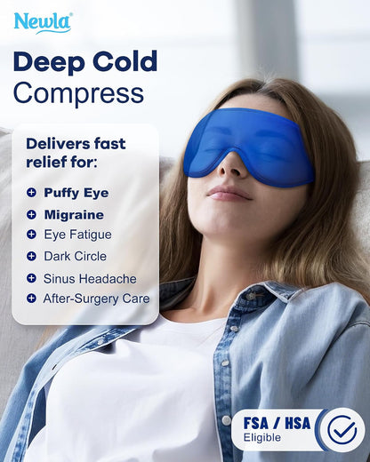 Cooling Gel Eye Mask for Puffy Eyes, Larger Full-Eye Contour Cold Compress | Ice-Cold Gel Therapy, Forehead & Upper Cheek Cooling Relief, Reusable Ice Pack for Eyes, FSA Eligible Items HSA, Black