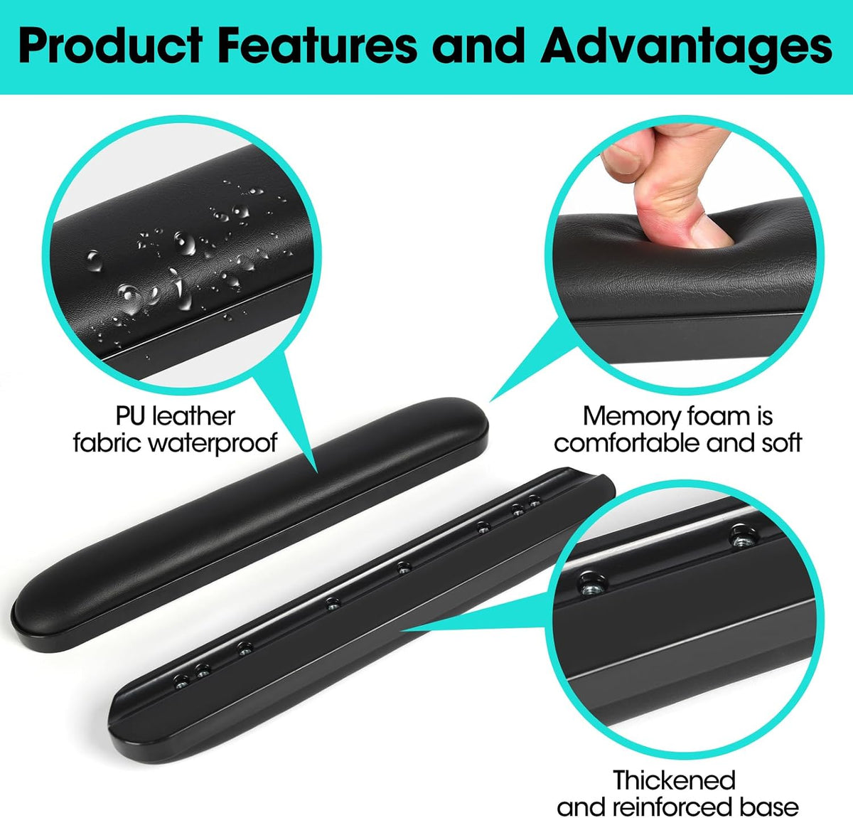 Universal Wheelchair Armrest Pad - Comfot Foam Cushion (14 Inch Total Length) - Ergonomic Replacement for Wheelchairs & Transport Chairs, Reduces Stress & Pain