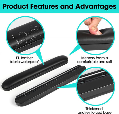 Universal Wheelchair Armrest Pad - Comfot Foam Cushion (14 Inch Total Length) - Ergonomic Replacement for Wheelchairs & Transport Chairs, Reduces Stress & Pain