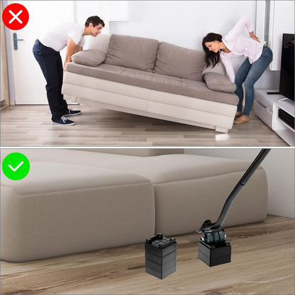 QWORK Furniture Lifter Tool, Appliance Furniture Metal Lifters for Heavy Furniture Movers Sliders Easily (1 Lifter & 4 Heightening Block)
