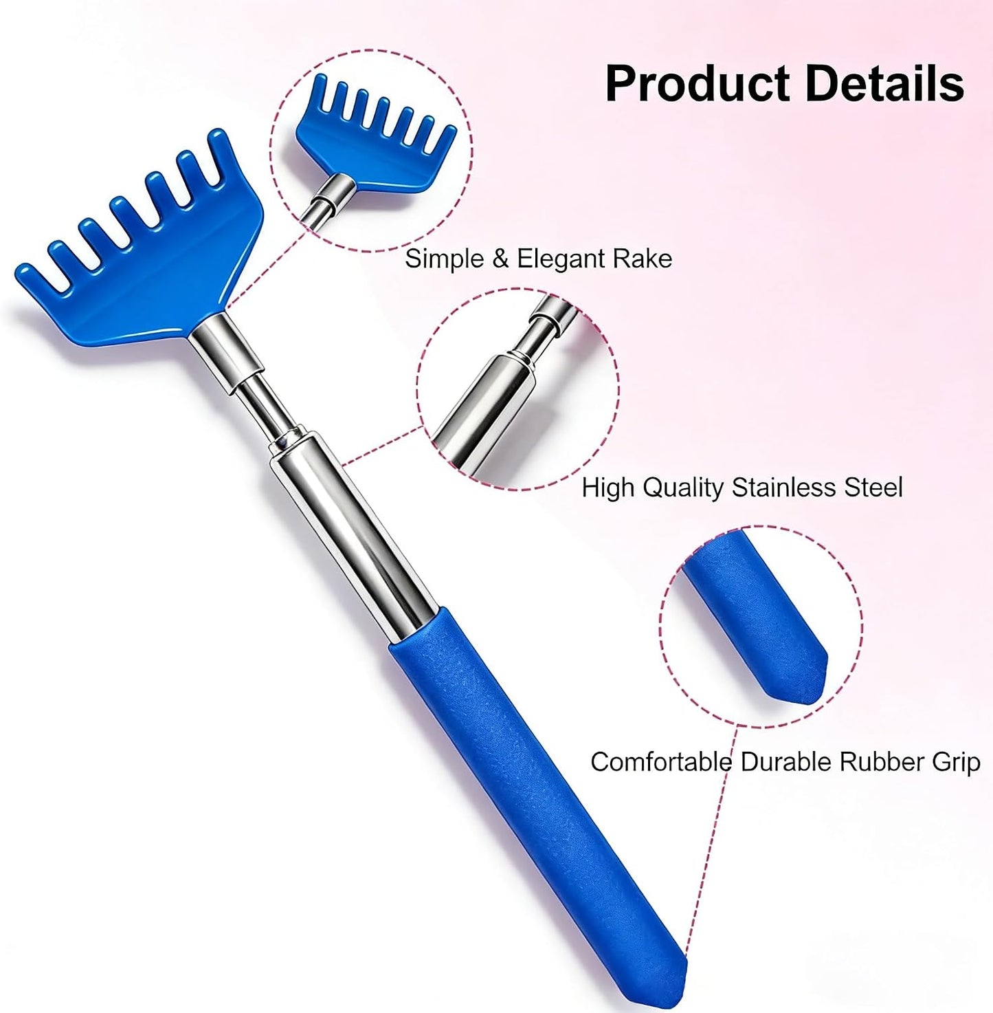 2 Pack Back scratchers Set,Stainless Steel Back Scratcher Extendable | Rubber Handles Stainless Heads,for Back,Neck,Shoulders,Beautiful Present Packaging Gifts for Thanksgiving,Christmas(Red)