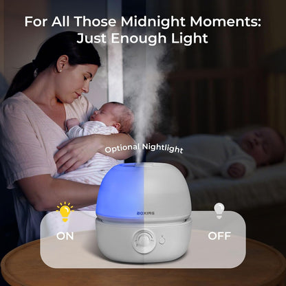 BOXING 3L Cool Mist Humidifier for Bedroom, Top Fill, Quiet, Night Light