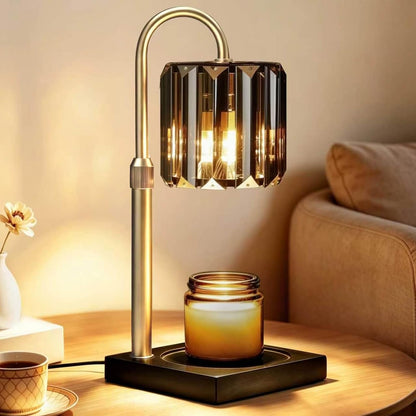 Yuichoy Candle Warmer Lamp with Timer, Dimmable Electric Candle Wamer Adjustable Height, Glass Modern Candles Melter Lamp, Gifts for Women Mom, Clear