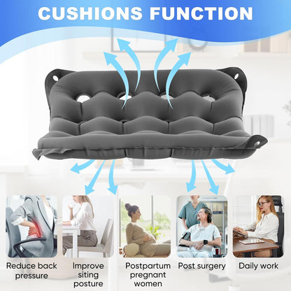 2-Pack Inflatable Waffle Cushion for Pressure Relief, Wheelchair Cushion for Pressure Redistribution, Portable Air Seat Cushions for Office Chair Car Seat, Breathable Seat Pad, Includes 1 Air Pumps