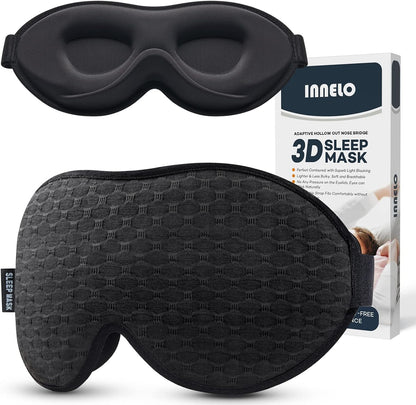 INNELO Sleep Mask for Side Sleeper, 3D Zero-Pressure, 100% Blackout, Nap