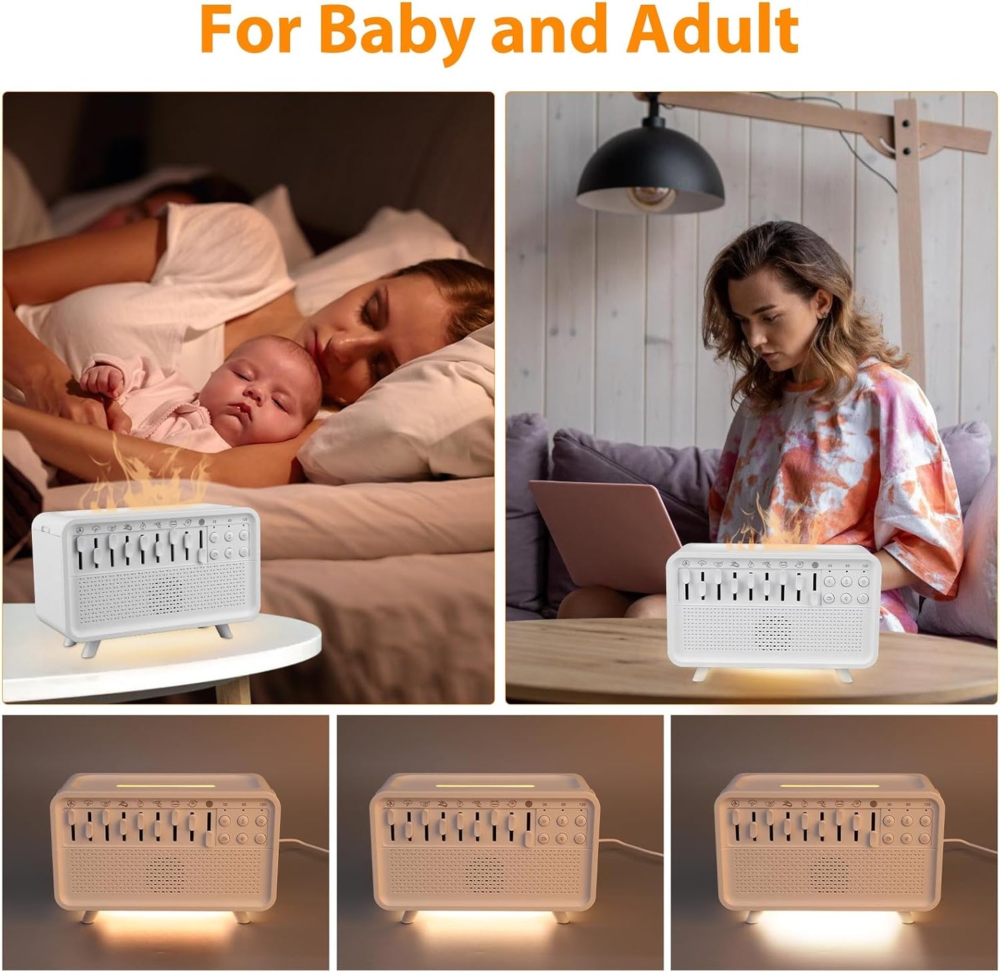 White Noise Machine with Essential Oil Diffuser & Night Light - Portable Sleep Sound Therapy for Adults/Babies, 8 Natural Sounds, Auto-Off Timer, BPA-Free Humidifier for Bedroom, Office, Travel