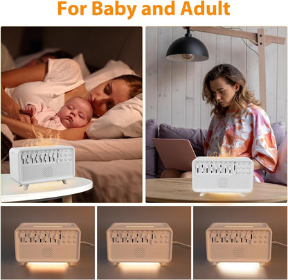 White Noise Machine with Essential Oil Diffuser & Night Light - Portable Sleep Sound Therapy for Adults/Babies, 8 Natural Sounds, Auto-Off Timer, BPA-Free Humidifier for Bedroom, Office, Travel
