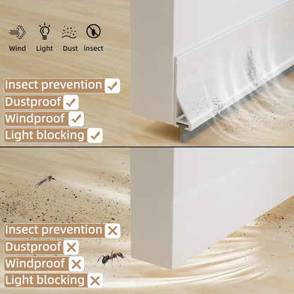 KNEELISA 39”X 1 Pack Door Sweep Brush Bottom Exterior & Interior,Silicone | Adhesive Under Door Draft Stopper with Bristle,Gap Filler Noise Blocker,Soundproofing Seal Strip,Black