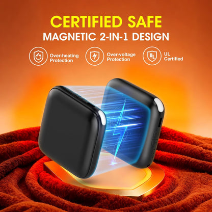 Hand Warmers Rechargeable 2 Pack - 6000mAh 3-Temp Fast Heating Electric Hand Warmers with LED Light, UL Certified Portable Pocket Heater, Hunting Essentials, Gifts for Christmas Men Women Teens