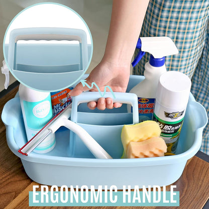 Cleaning Caddy Organizer with Handle, Gray Plastic Bucket for Cleaning Supplies Products, Cleaning Tool Storage Tote, 2 Pack