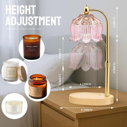 Fragrance Candle Warmer Lamp with 2 Bulbs Electric Candle Warmer with Timer & Dimmer for Home Decor