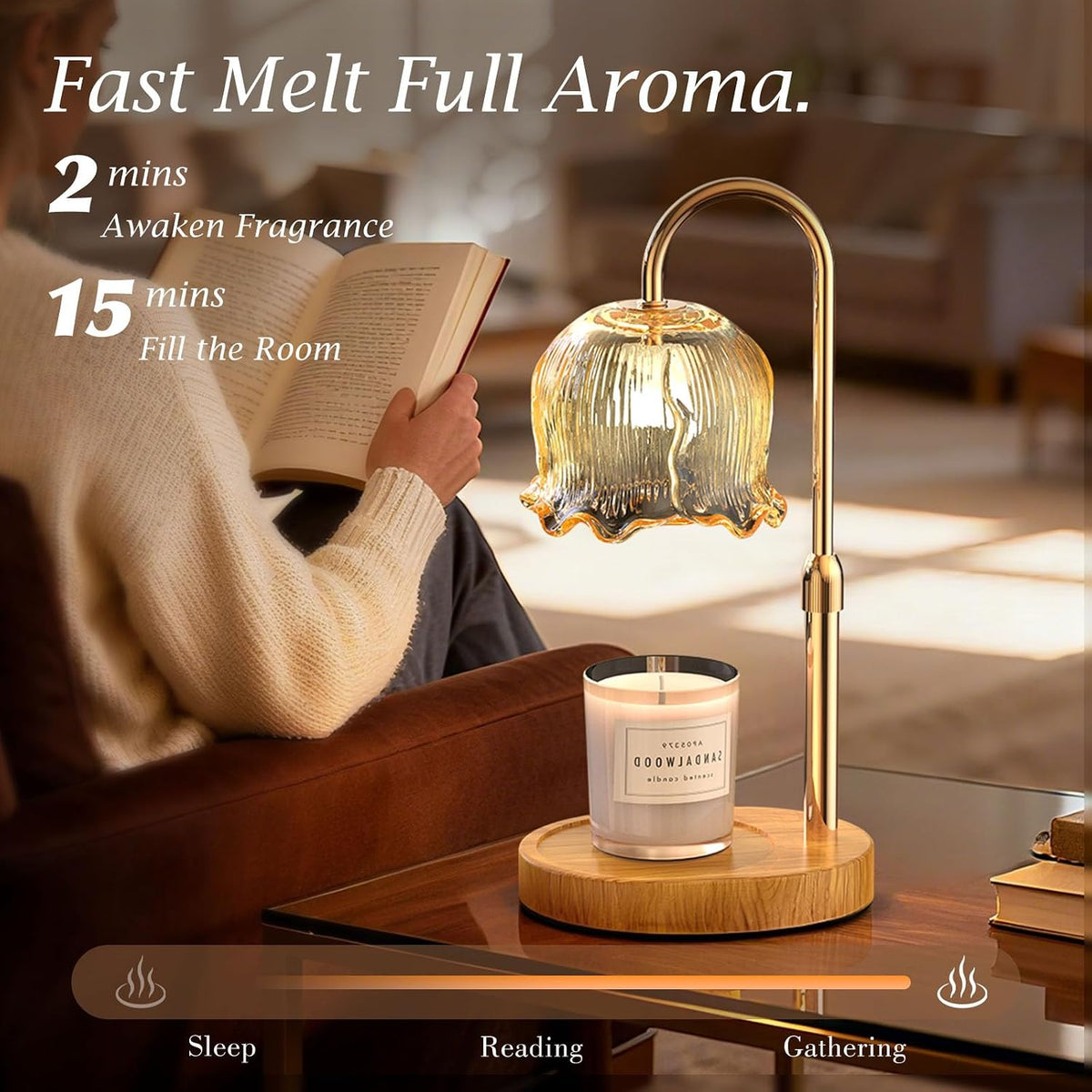 Candle Warmer Lamp with Timer Dimmable Gifts for Women, Adjustable Height Wax Warmer Lamp for Scented Candles, House Warming Gifts for New Home Modern Farmhouse Decor