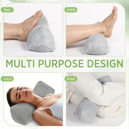 DoubleFill 2pcs Buckwheat Neck Support Pillow Cervical Pillow for Pain Relief Firm Support Adjustable Buckwheat Hulls Breathable for Side Back Sleepers Lunch Break Travel(Gray,Plush)