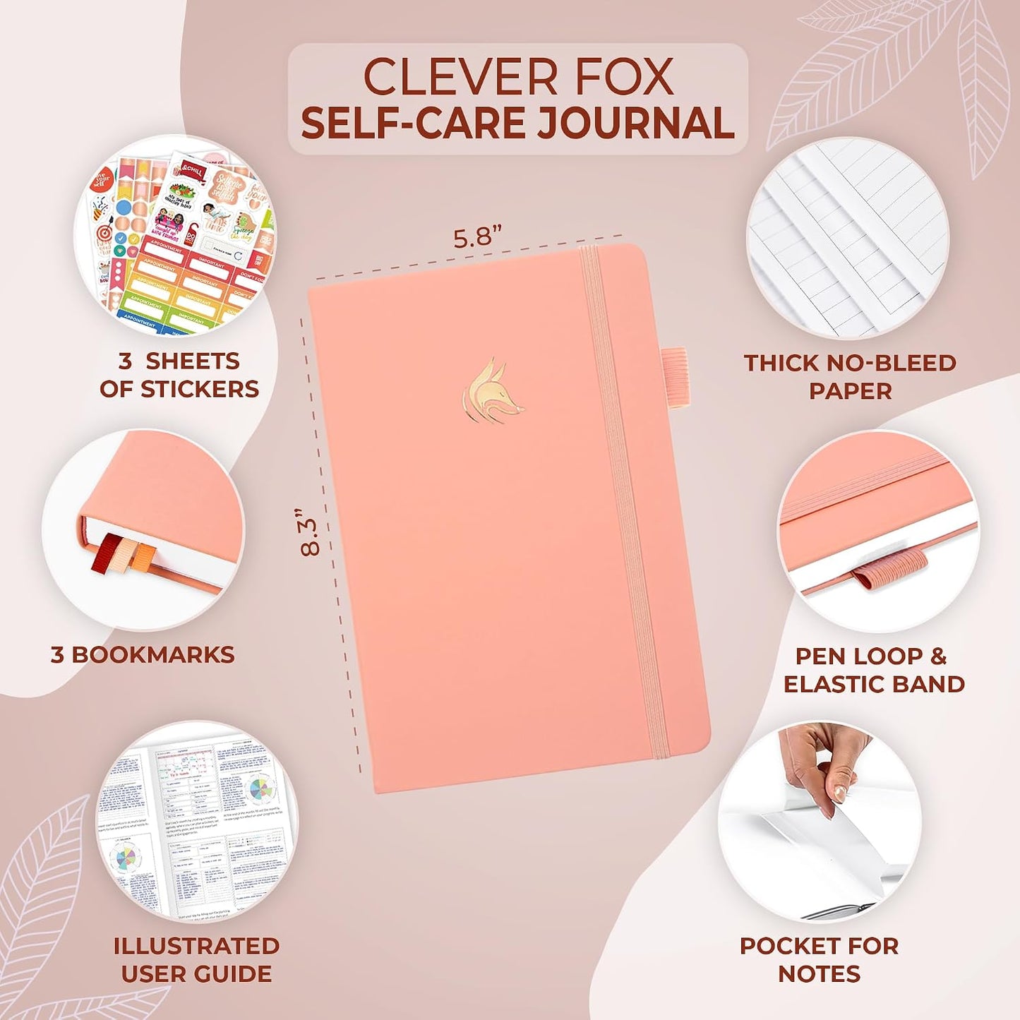 Clever Fox Self-Care Journal for Women, Daily Planner 5.8x8.3 Aquamarine | 3-month mental health journal, habit tracker, wellness journaling supplies for women & teen girls, gratitude & mood log