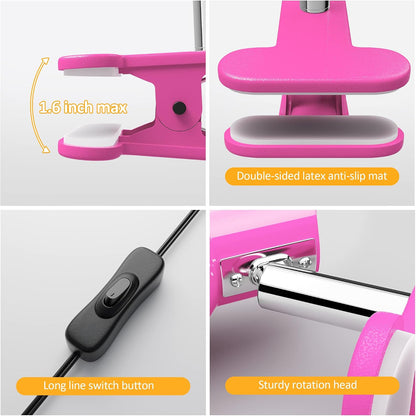 Clamp Light, Super Bright Clip Lamp for Book Reading in Bed Headboard Light, Easy to Attach Illumination Powerful Small Compact Clamp Lamp Black