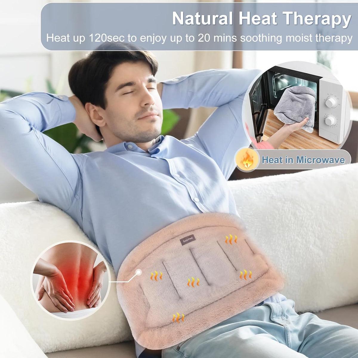 SuzziPad Microwave Heating Pad for Back & Lumbar Discomfort, Purple