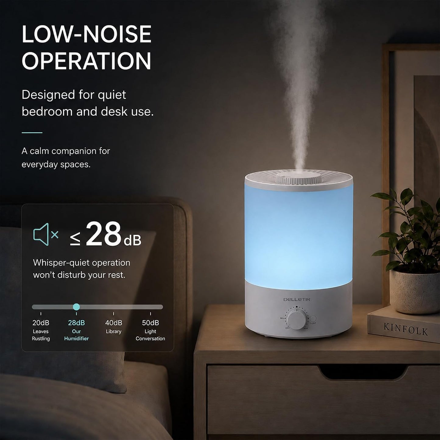 3.5L Ultrasonic Cool Mist Humidifier, Quiet Top Fill Humidifier with Auto Shut-Off, Adjustable Mist Output for Bedroom, Baby Room, Plants, and Large Rooms