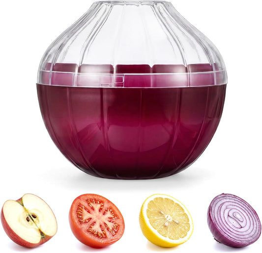 Onion Storage Container for Fridge, Reusable Onion & Tomato Keeper with Lid - Vegetable Holder for Refrigerator, Produce Saver Box for Freshness, 4.33 x 4.33 x 4.02 Inches