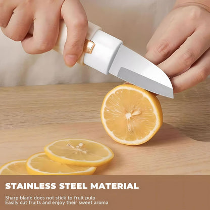 2 in 1 Paring Peeler Knife Multifunctional Stainless Steel Peeler,Creative Fruit and Vegetable Dual-Use Peeler Knife, Outdoor Portable Safety Cover Peeling Fruit Peeler, Kitchen gadgets (pink)