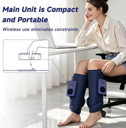 Leg Air Massager with Heat – Cordless Compression Wrap for Calves, Set of 2