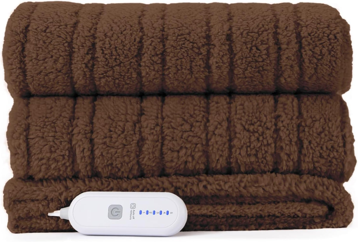Heated Throw Blanket 50"X60", Soft Sherpa, 4 hrs Auto Shut Off