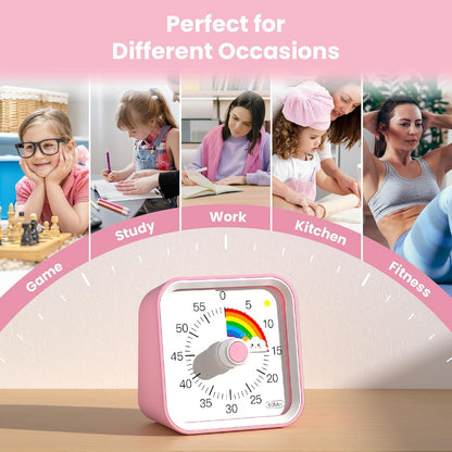 Visual Timer for Kids, Countdown Timer with Pause Function, White